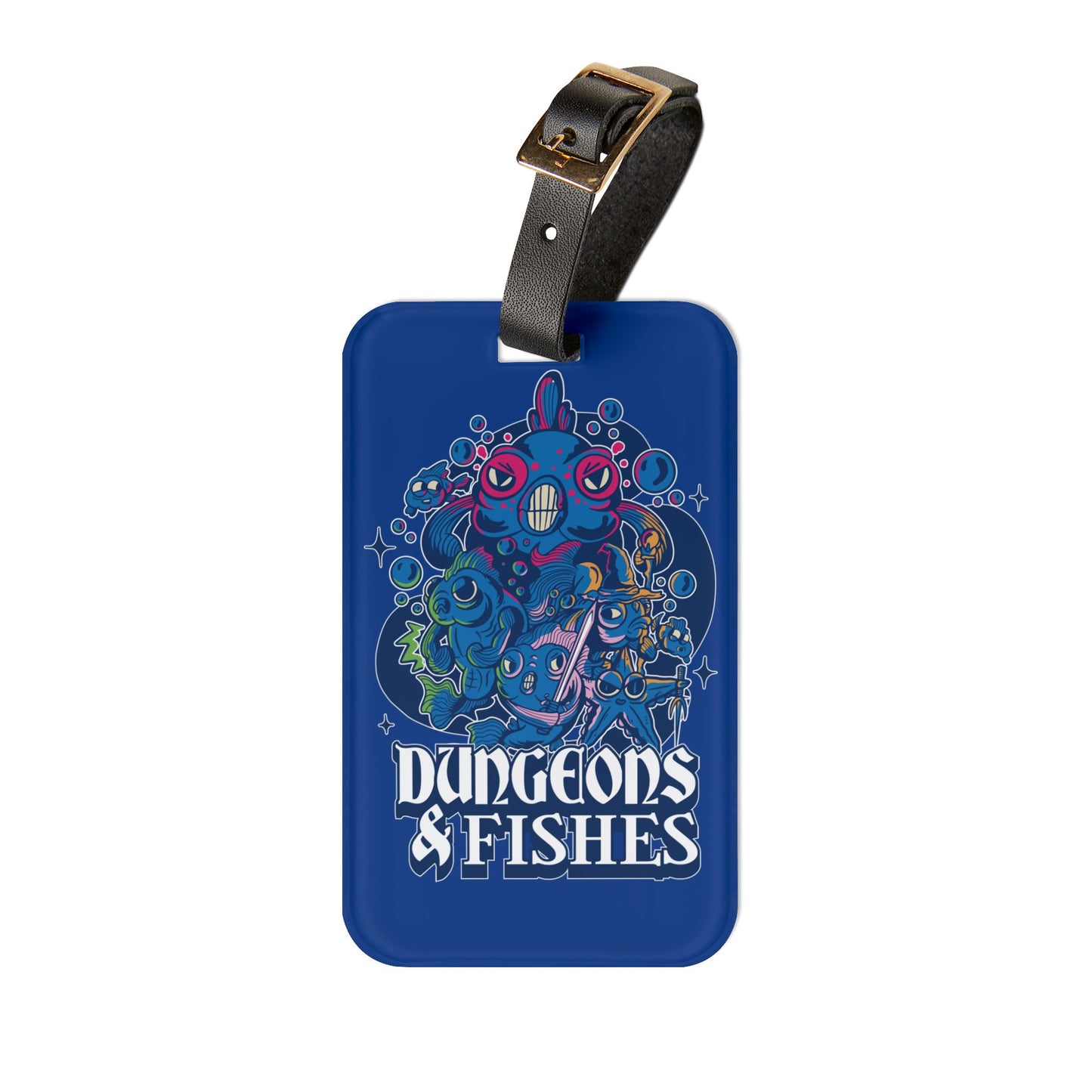 Dungeons and Fishes Luggage Tag | Funny Fish Lover Baggage ID | Nerdy Parody Travel Accessory | Fantasy Roleplaying Gift for Aquatic Fans