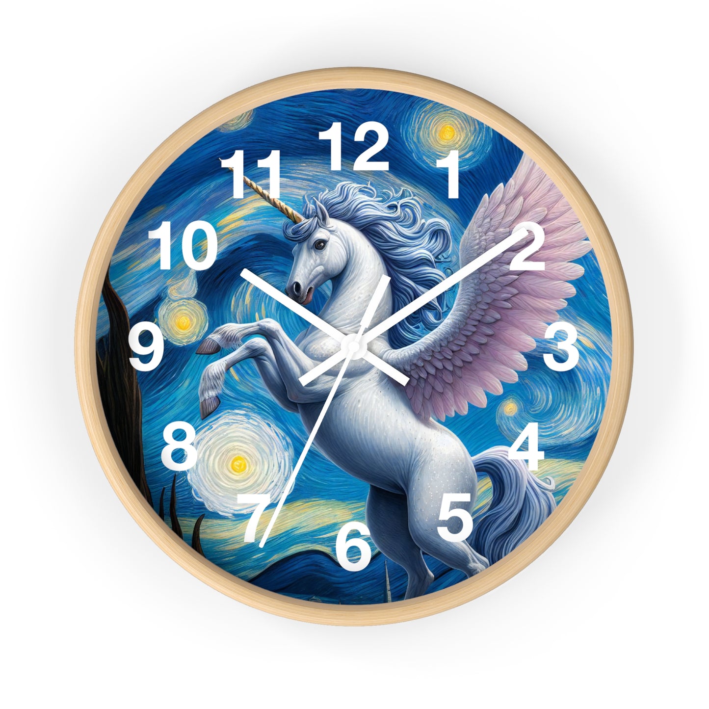 Magical White Unicorn Night Sky Wall Clock | Battery Operated | Starry Night-Inspired Art Perfect Gift Unicorn Lovers Enchanting Wall Decor