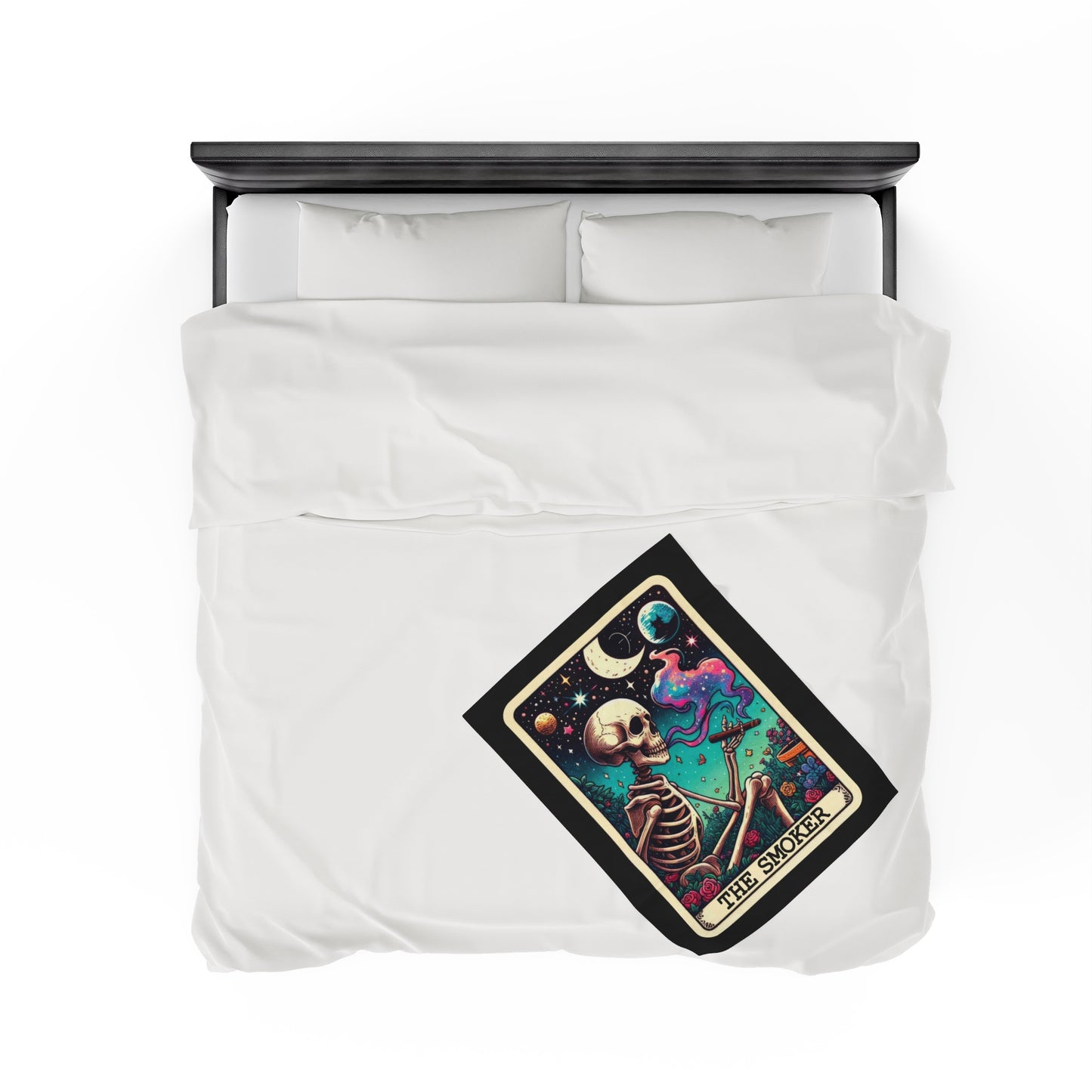 Smoker Tarot Card Velveteen Plush Throw Blanket | Unique Gift for Smokers | Tarot-Inspired Cozy Blanket Smoking Lovers Warm Relaxing Throw