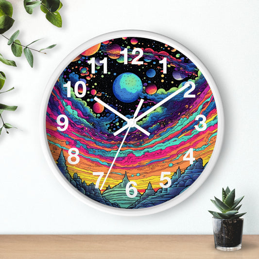 Psychedelic Color Splash Wall Clock | Trippy Space Dorm Room Art | Mind Blowing Rave Decor | Battery Operated | Unique Gift for College