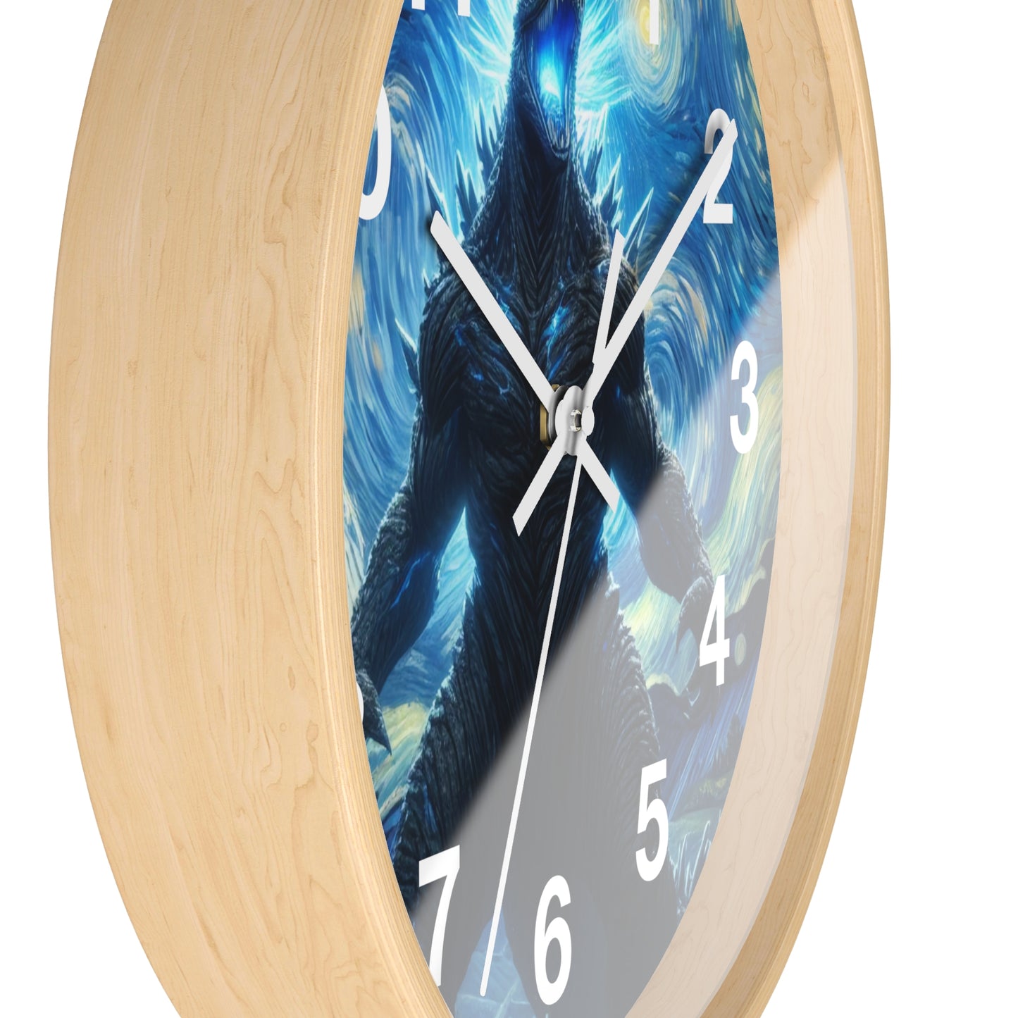 Giant Dinosaur Lizard Night Sky Wall Clock | Battery Operated | Kaiju-Inspired Starry Night Art Perfect Gift Dinosaur Anime-Style Wall Decor