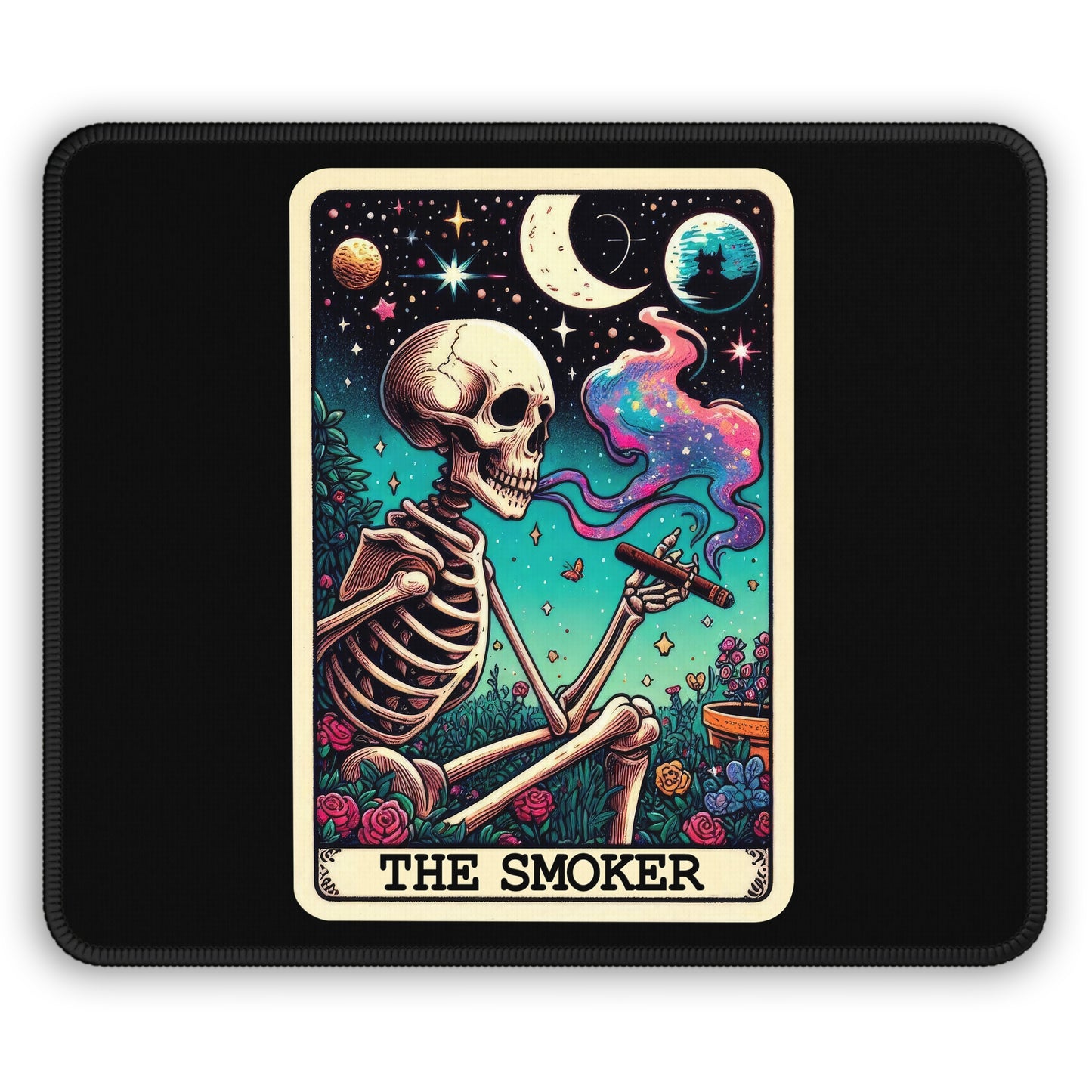 Smoker Tarot Card Non Slip Mouse Pad | Funny Office Desk Decor Unique Gift Smokers Tarot-Inspired Desk Mat Smoking Lover Accessory Desk Pad