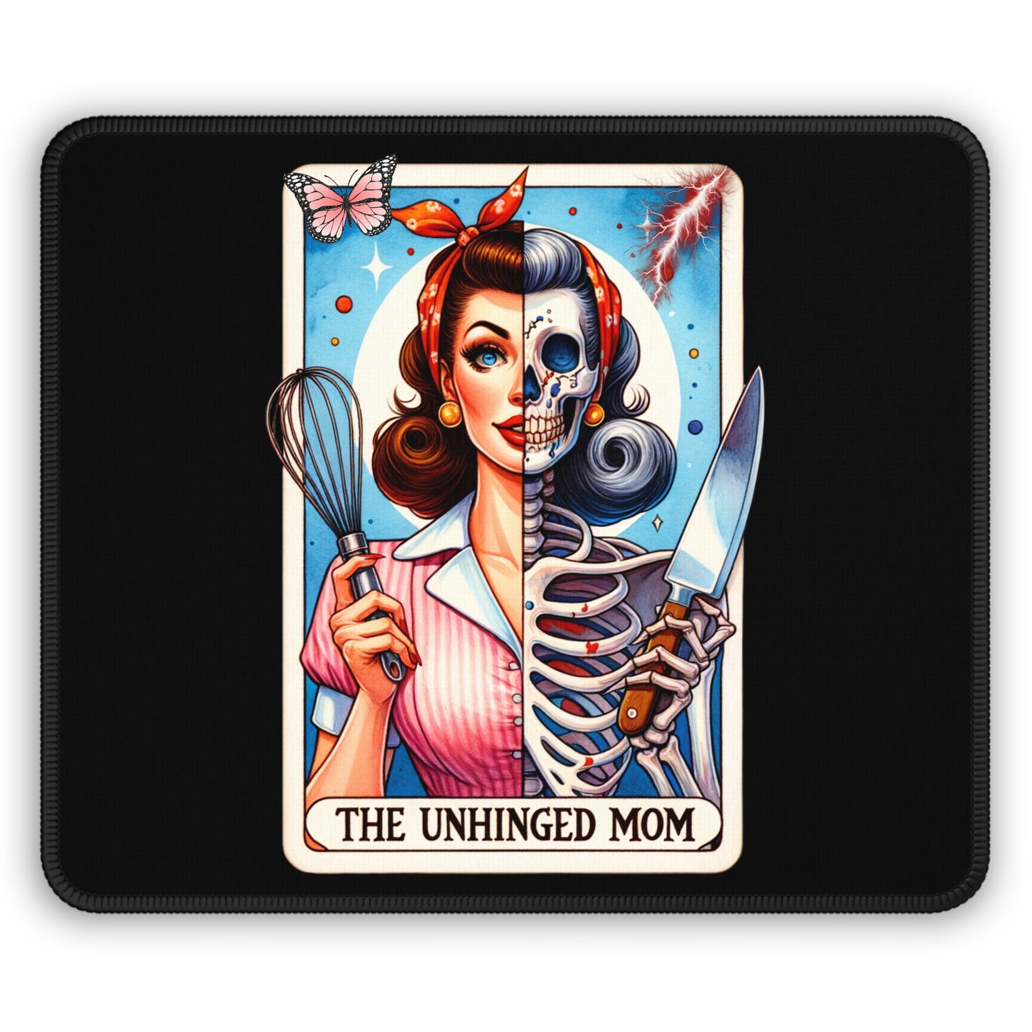 Unhinged Mom Tarot Card Non Slip Mouse Pad | Funny Office Desk Decor | Unique Gift for Moms Tarot-Inspired Desk Mat Hilarious Mom Accessory