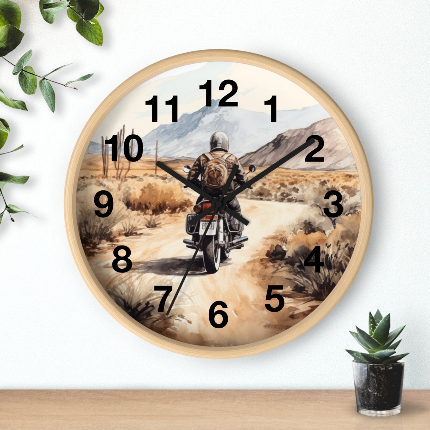 Desert Open Dirt Road Motorcycle Wall Clock | Scenic Biker Decor | Battery Operated | Unique Gift for Motorcycle Enthusiast Motorcycle Decor