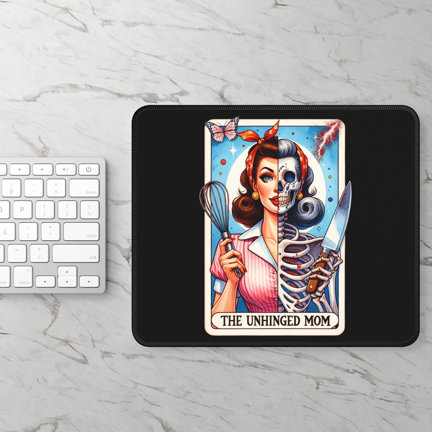 Unhinged Mom Tarot Card Non Slip Mouse Pad | Funny Office Desk Decor | Unique Gift for Moms Tarot-Inspired Desk Mat Hilarious Mom Accessory