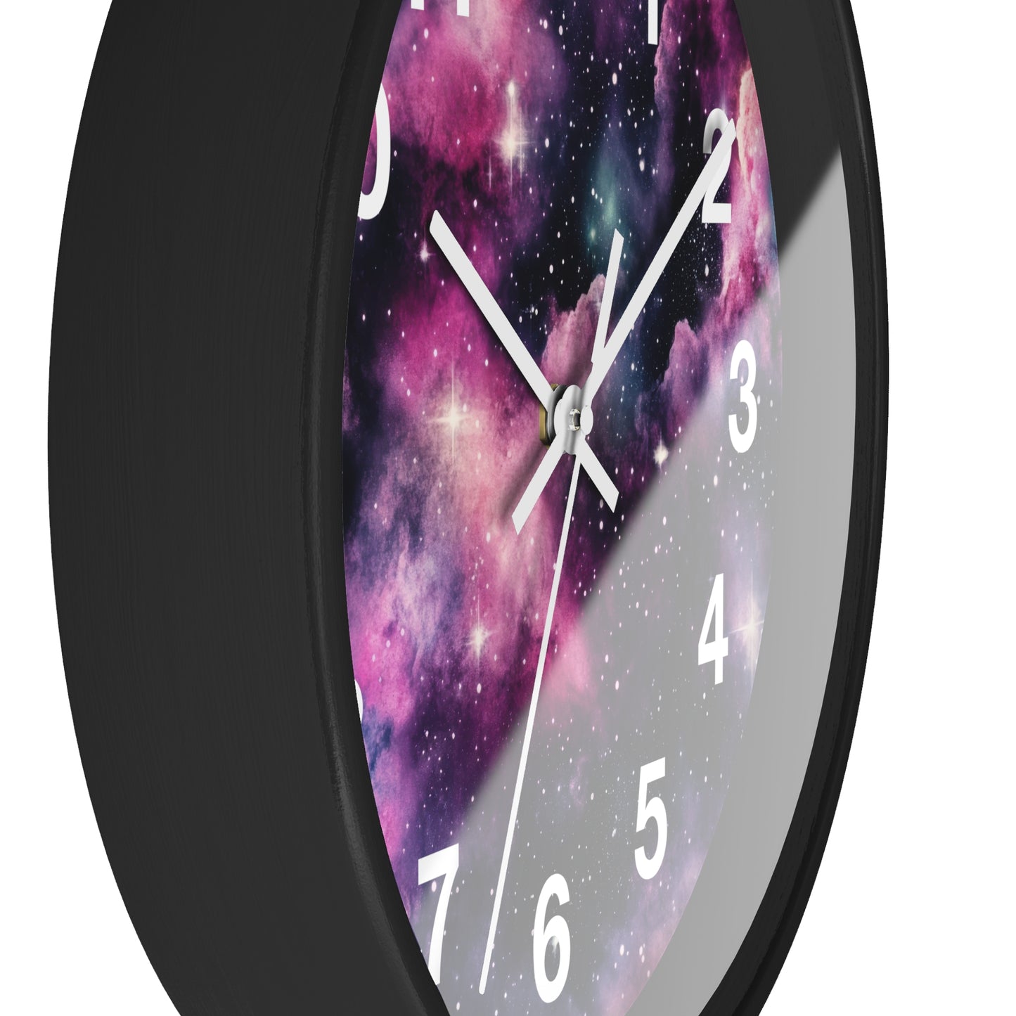 Pink Black Galaxy Wall Clock | Trippy Space Rave Decor | Battery Operated Unique Teen Girl Room Decoration Space Enthusiasts Rave Lovers