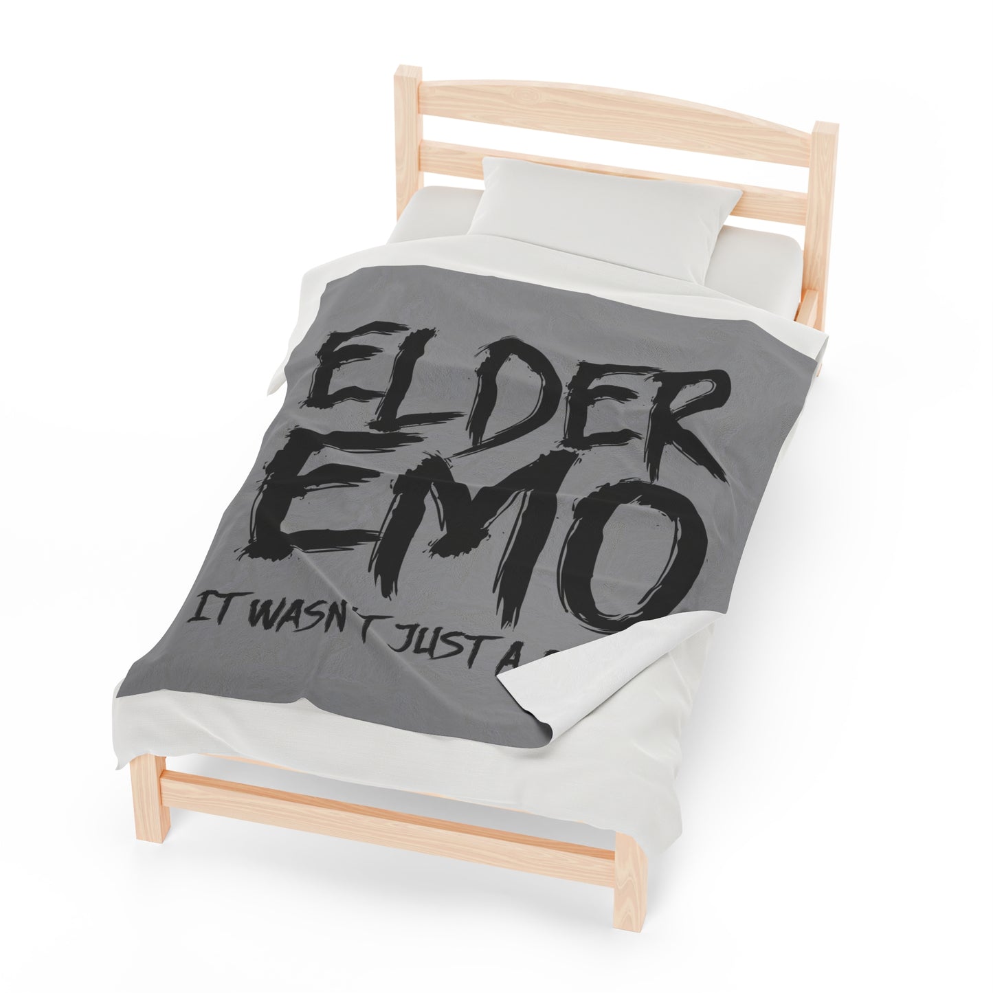 Elder Emo Not Just A Phase Velveteen Plush Throw Blanket Black Dark Aesthetic Gift Goths & Punks | Emo Decor Nostalgic Alternative Fans Gift