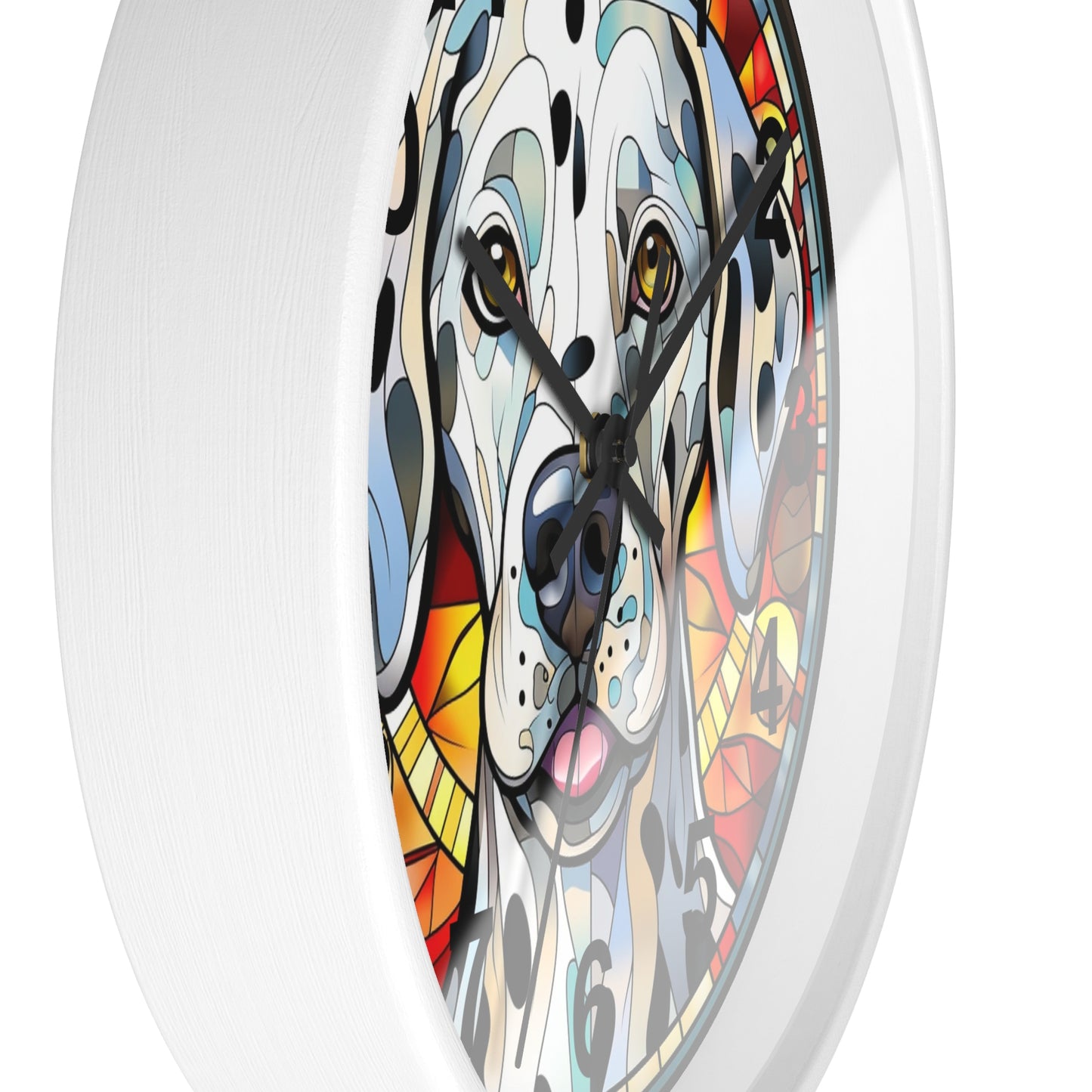 Colorful Stained Glass Dalmatian Wall Clock | Battery Operated | Charming Dog Lover Decor Perfect Gift Dalmatian Fans Whimsical Home Accent