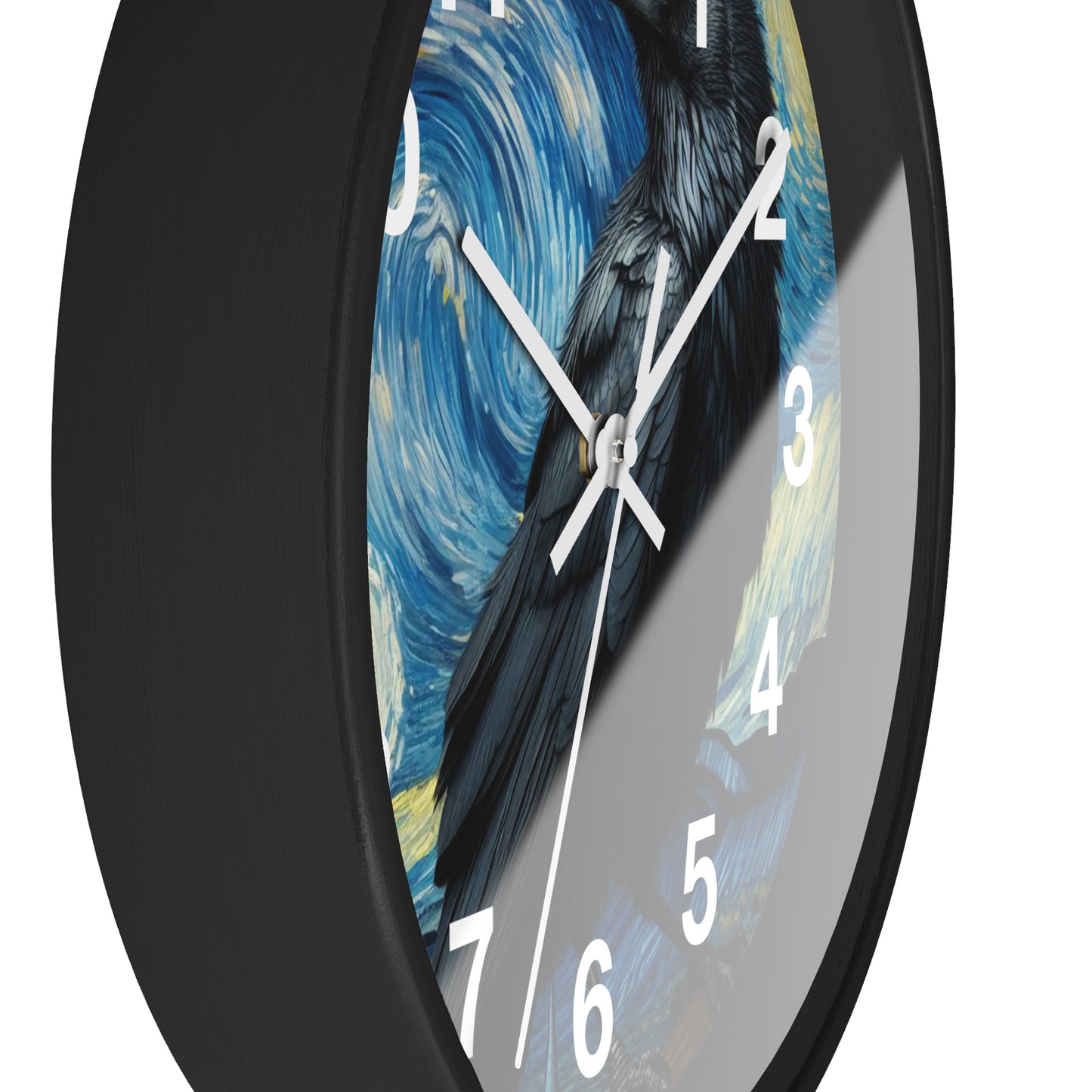 Black Raven Night Sky Wall Clock | Battery Operated | Starry Night-Inspired Art | Perfect Gothic Gift for Raven Lovers | Witchy Wall Decor