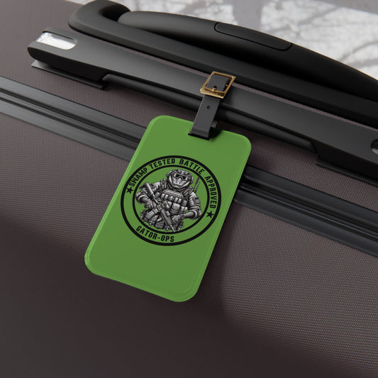 Swamp Tested Battle Approved Luggage Tag | Tactical Alligator Baggage ID | Gator Ops Military-Inspired Travel Accessory Reptile Strategy Fan