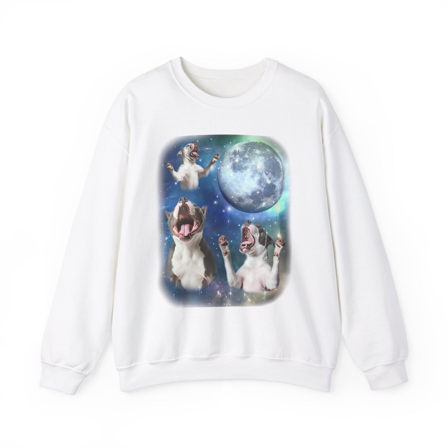 American Bully Howling at Moon Sweatshirt Dog Lover Pullover Sweater Funny American Bully Apparel Gift for Dog Lovers Cute 90s Inspo Sweater