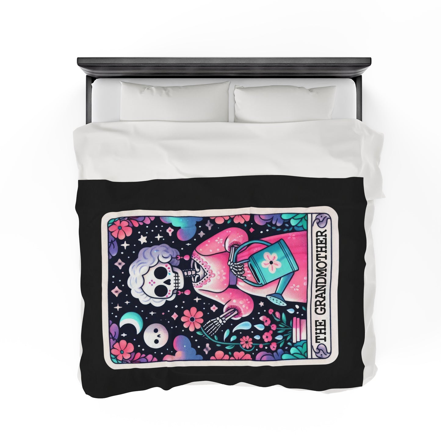 Grandmother Tarot Card Velveteen Plush Throw Blanket | Gift for Grandma | Tarot-Inspired Mother's Day Gift | Cozy Skeleton Blanket Grandmas