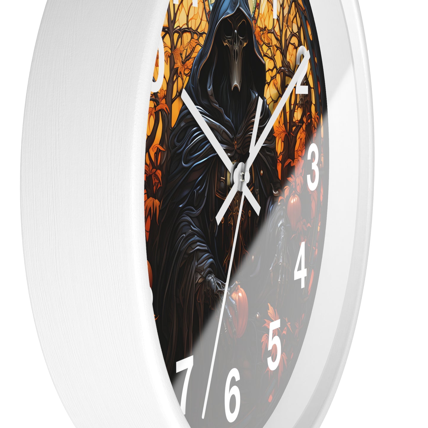 Stained Glass Halloween Death Eater Wall Clock | Gothic Dark Aesthetic Decor | Battery Operated Unique Spooky Accent Gothic Horror Fans Gift