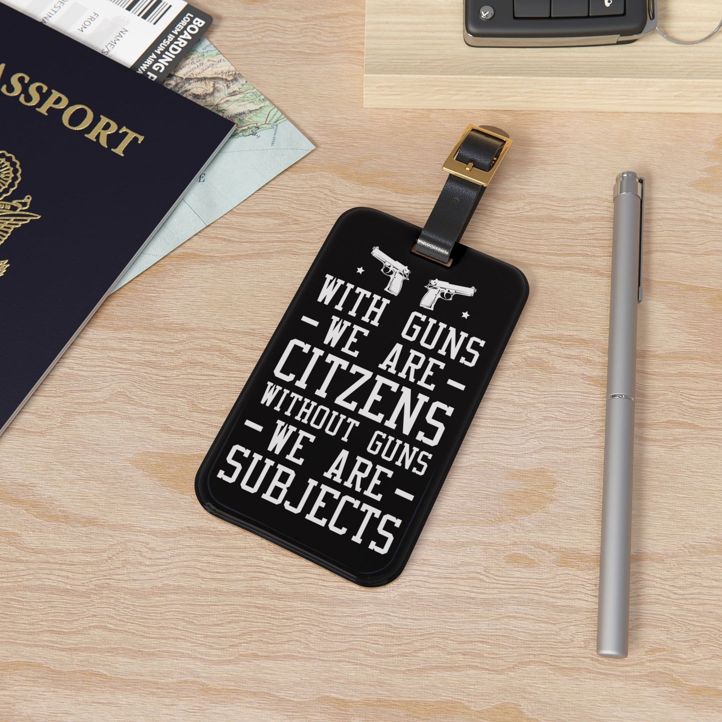 With Guns Citizens Luggage Tag | Patriotic Gun Rights Travel Accessory | 2nd Amendment Baggage ID | USA Pride Gift for Freedom Lovers