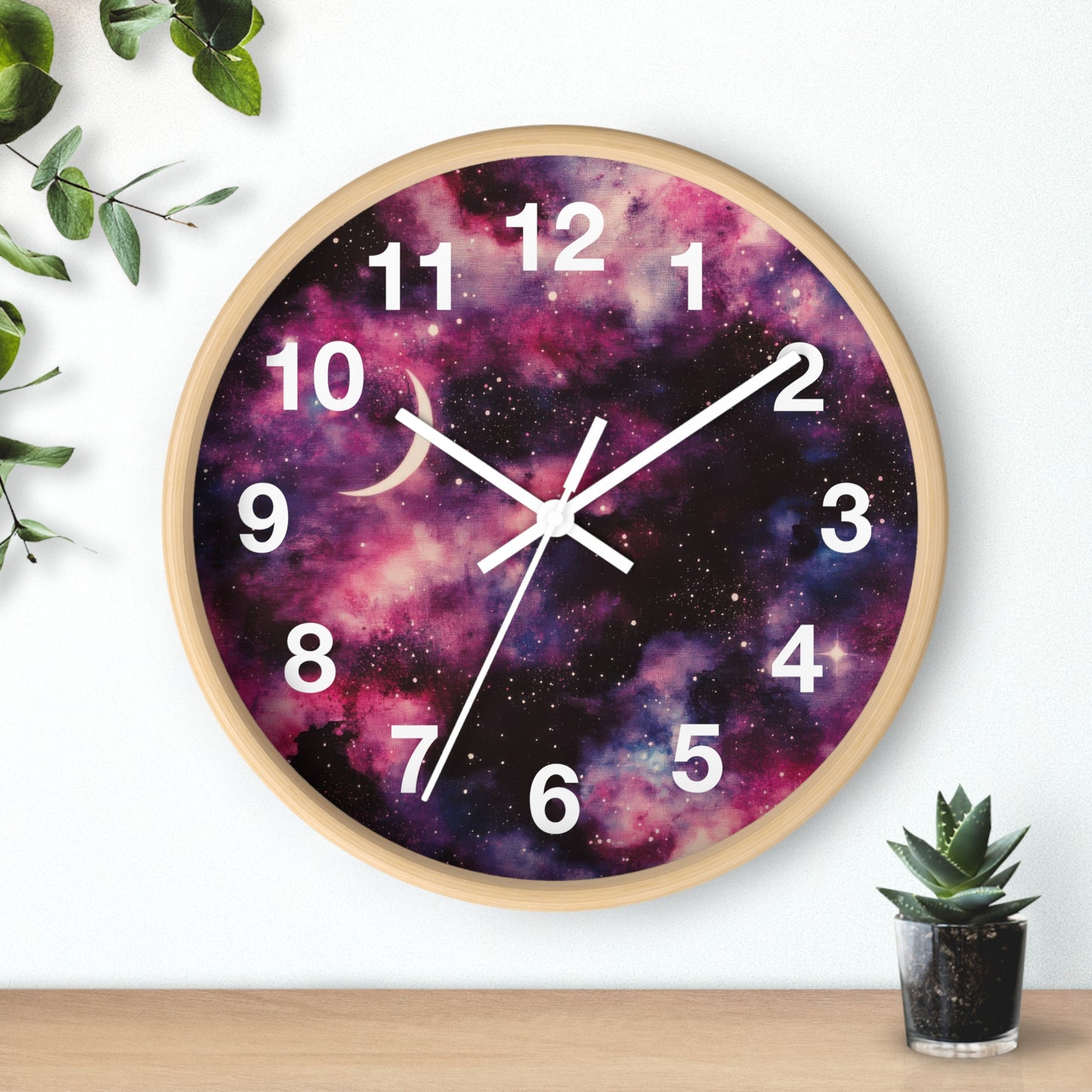 Pink & Black Trippy Galaxy Wall Clock | Space Rave Decor | Battery Operated | Unique Teen Girl Room Decor | Perfect Gift Cosmic Raver