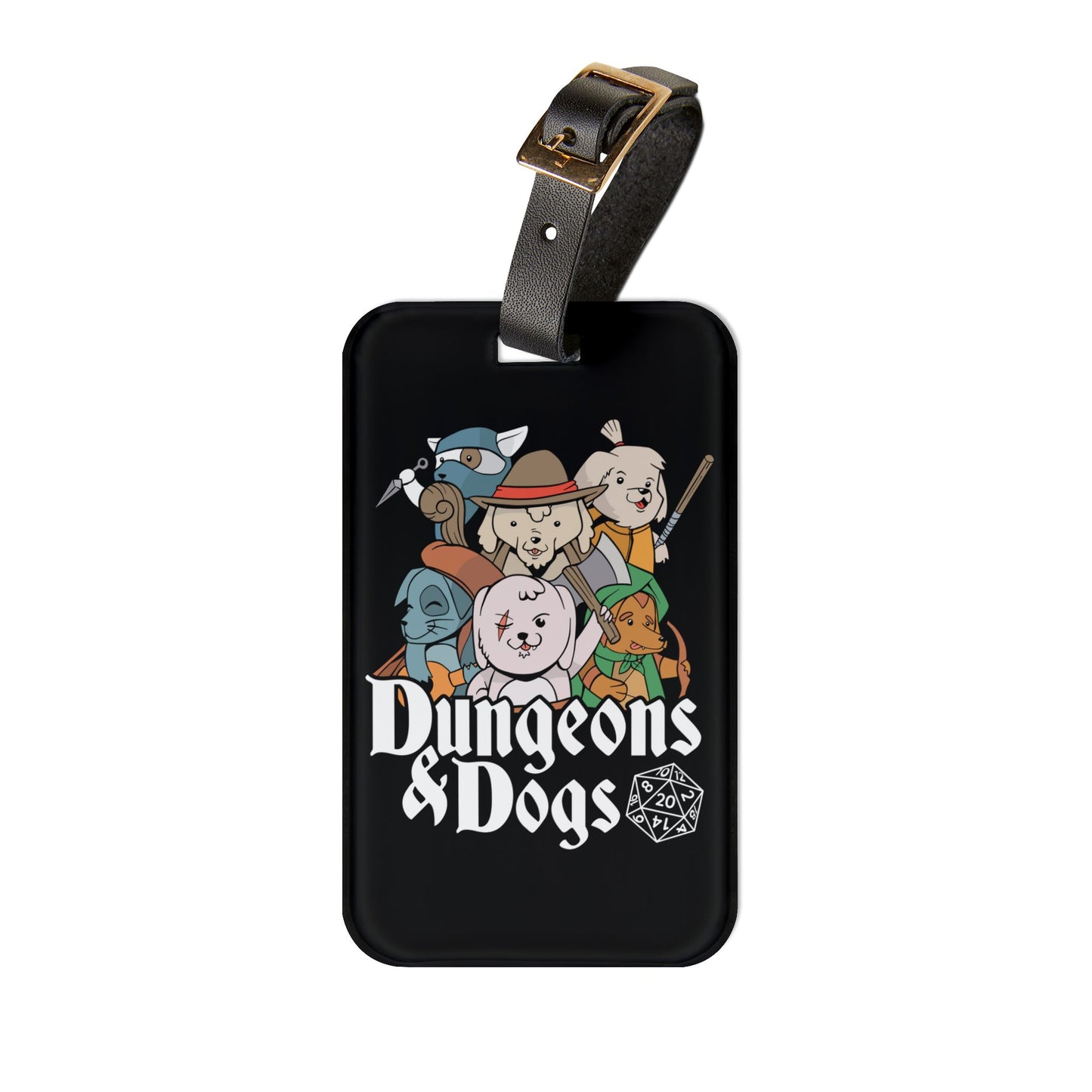 Dungeons and Dogs Luggage Tag | Funny Dog Lover Baggage ID | Nerdy Parody Travel Accessory | Fantasy Roleplaying Gift for Canine Fans