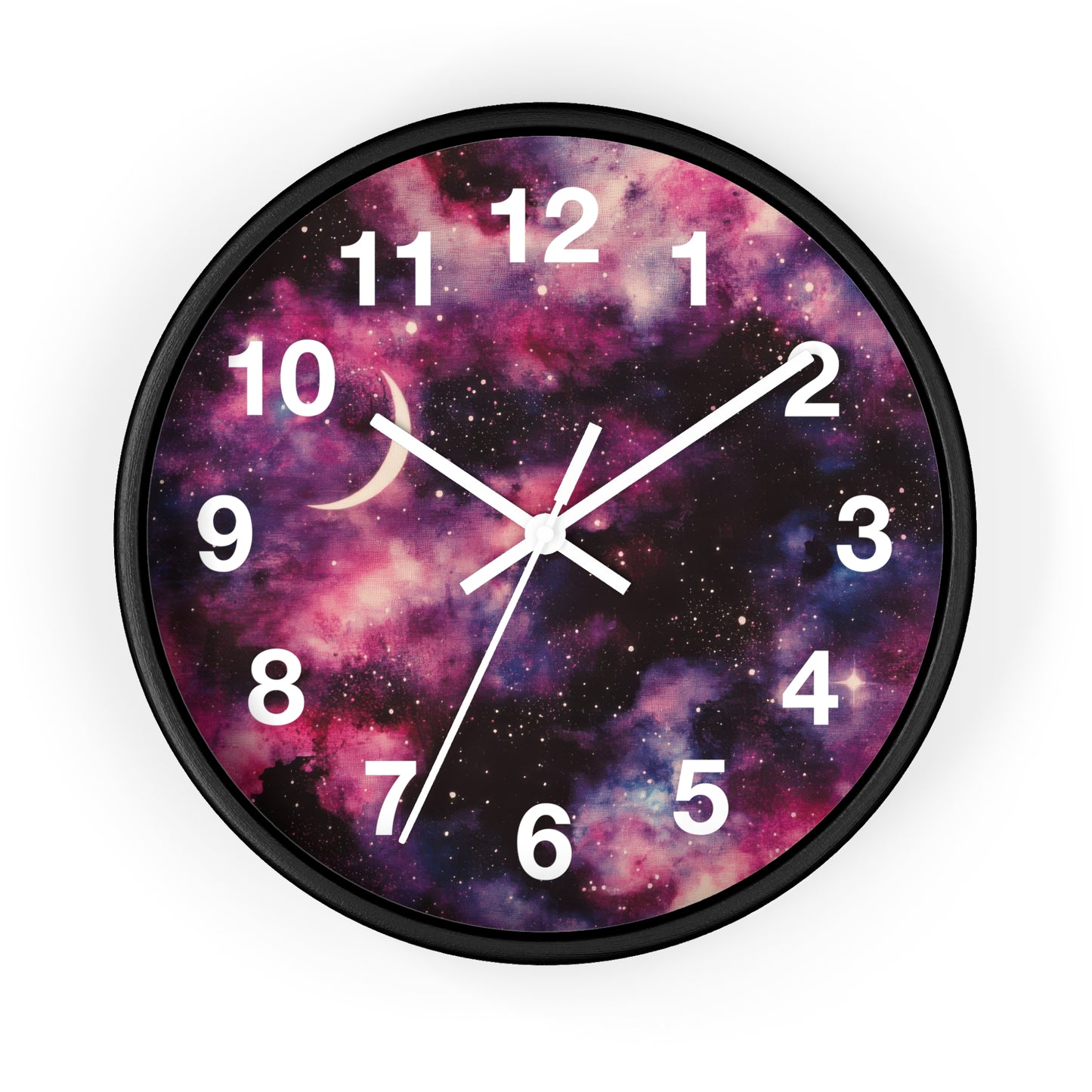 Pink & Black Trippy Galaxy Wall Clock | Space Rave Decor | Battery Operated | Unique Teen Girl Room Decor | Perfect Gift Cosmic Raver