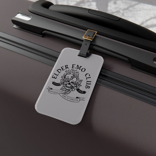 Elder Emo Club Luggage Tag | Emo Culture Travel Accessory | Happiness Fades Baggage ID | Gothic Punk Travel Accessory Not Just a Phase