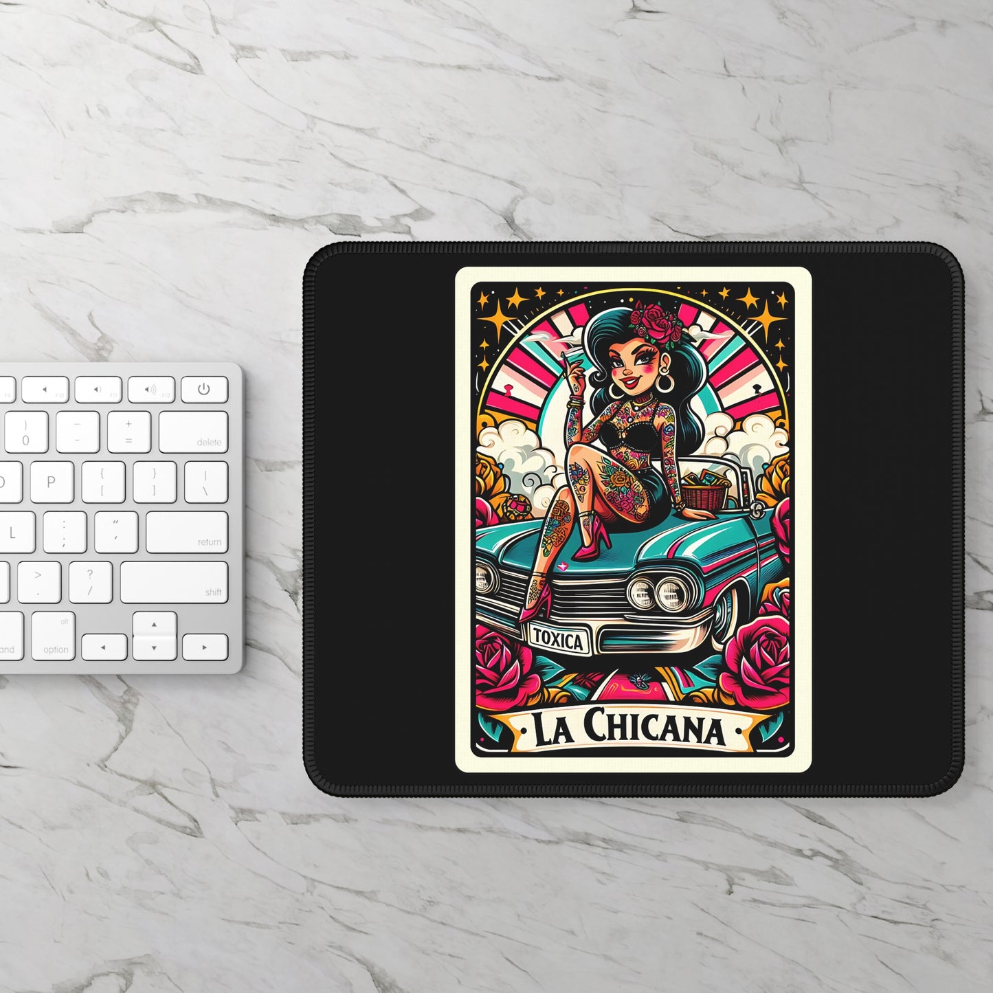 La Chicana Tarot Card Non Slip Mouse Pad Cultural Office Desk Decor Proud Latinas Tarot-Inspired Desk Mat Empowering Latina Desk Accessory