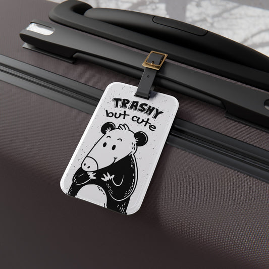 Trashy But Cute Opossum Luggage Tag | Funny Possum Lovers Travel Gift | Cute and Quirky Animal Baggage ID for Fun Travelers