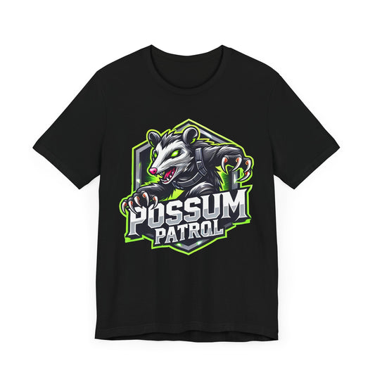 Possum Patrol Opossum Shirt | Fierce Animal Design | Unique Gift for Wildlife Lover Gamers Esports Jersey Style Graphic Tee Funny Opossum