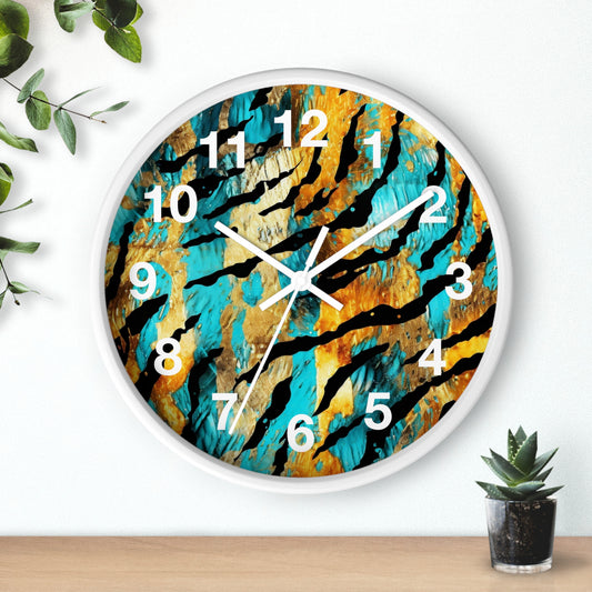 Colorful Tiger Print Wall Clock | Trippy Rave Animal Design | Battery Operated | Unique Teen Girl Decor | Perfect Gift for Animal Lovers