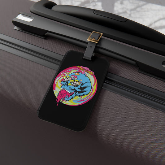 Trippy Skull Mushroom Luggage Tag | Psychedelic Streetwear Baggage ID | Vibrant Shroom Art Travel Accessory Festival Rave Lovers Urban Style