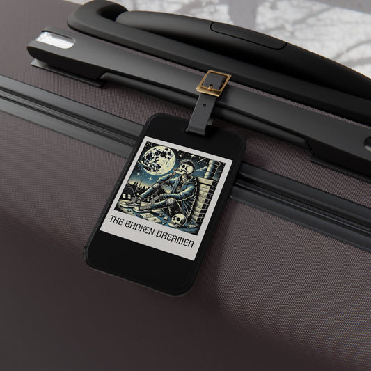 Broken Dreamer Polaroid Edition Luggage Tag | Cool Emo Style Baggage ID | Elder Emo Goth Aesthetic Travel Accessory | Nighttime Vibes Gift