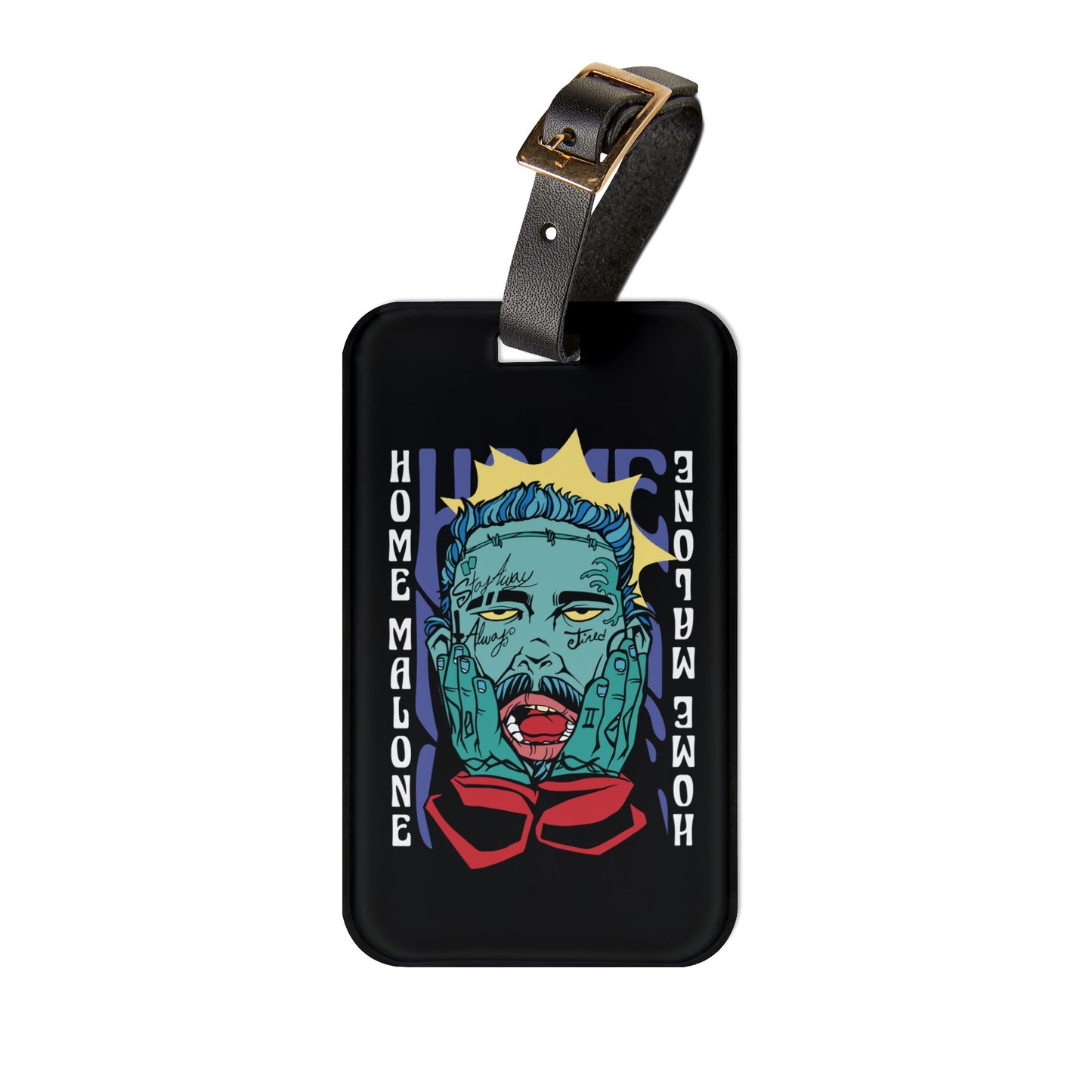 Home Malone Luggage Tag | Funny Posty Christmas Baggage ID | Hilarious Holiday Travel Accessory | Perfect Gift for Festive Pun Lovers