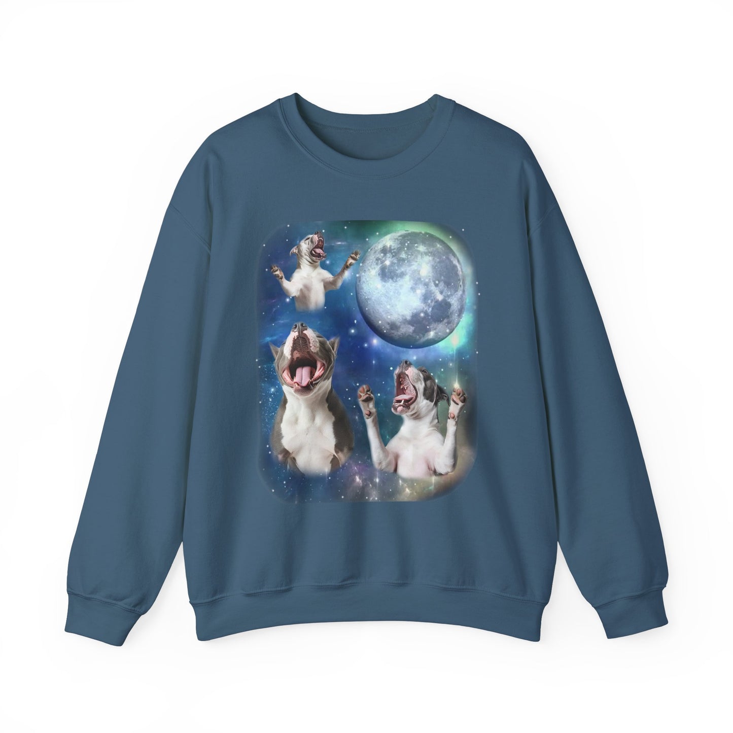 American Bully Howling at Moon Sweatshirt Dog Lover Pullover Sweater Funny American Bully Apparel Gift for Dog Lovers Cute 90s Inspo Sweater