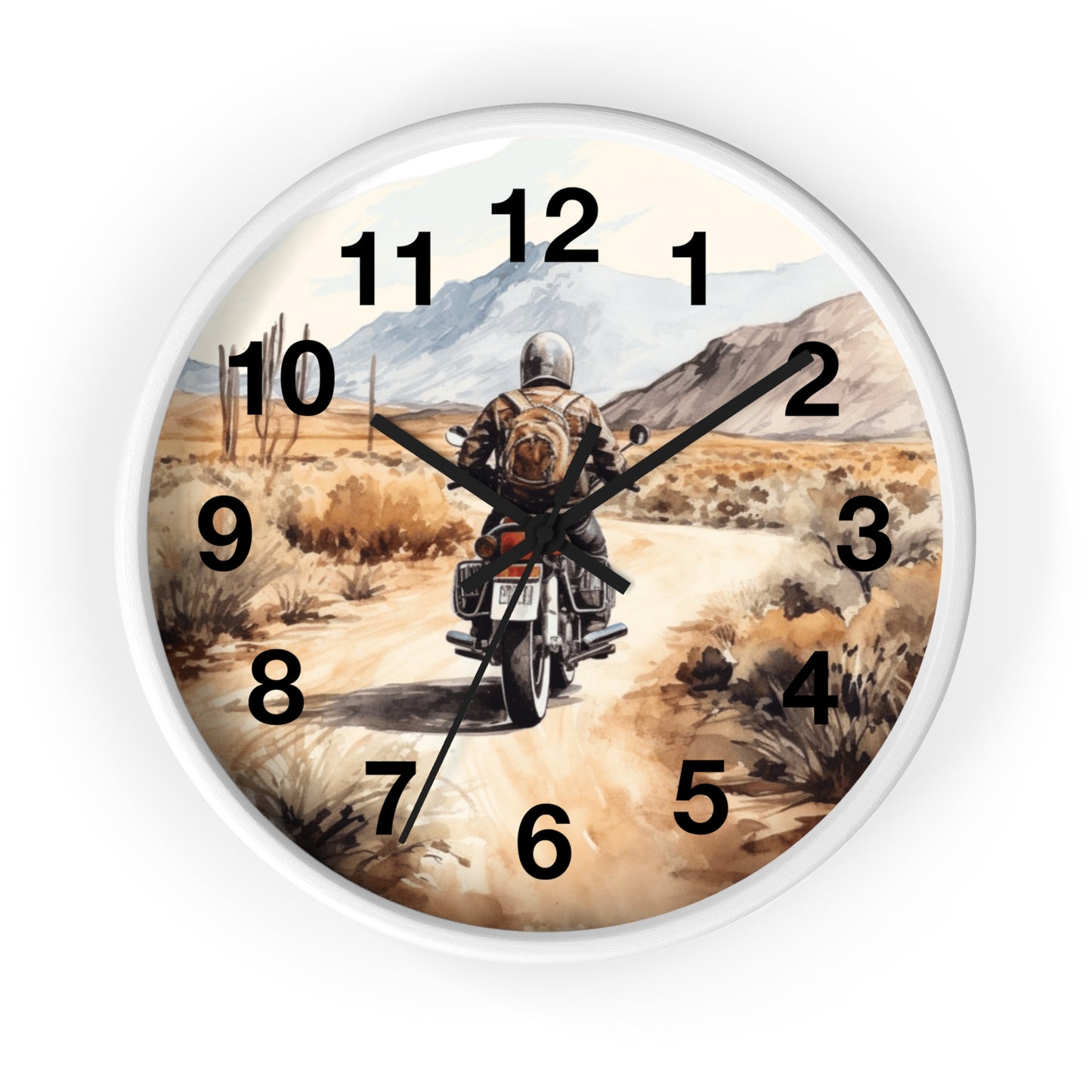 Desert Open Dirt Road Motorcycle Wall Clock | Scenic Biker Decor | Battery Operated | Unique Gift for Motorcycle Enthusiast Motorcycle Decor