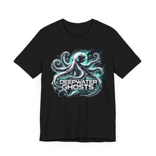 Deepwater Ghosts Octopus Shirt | Mysterious Ocean Creature Design | Unique Gift Marine and Gaming Fans | Esports Jersey Style Graphic Tee