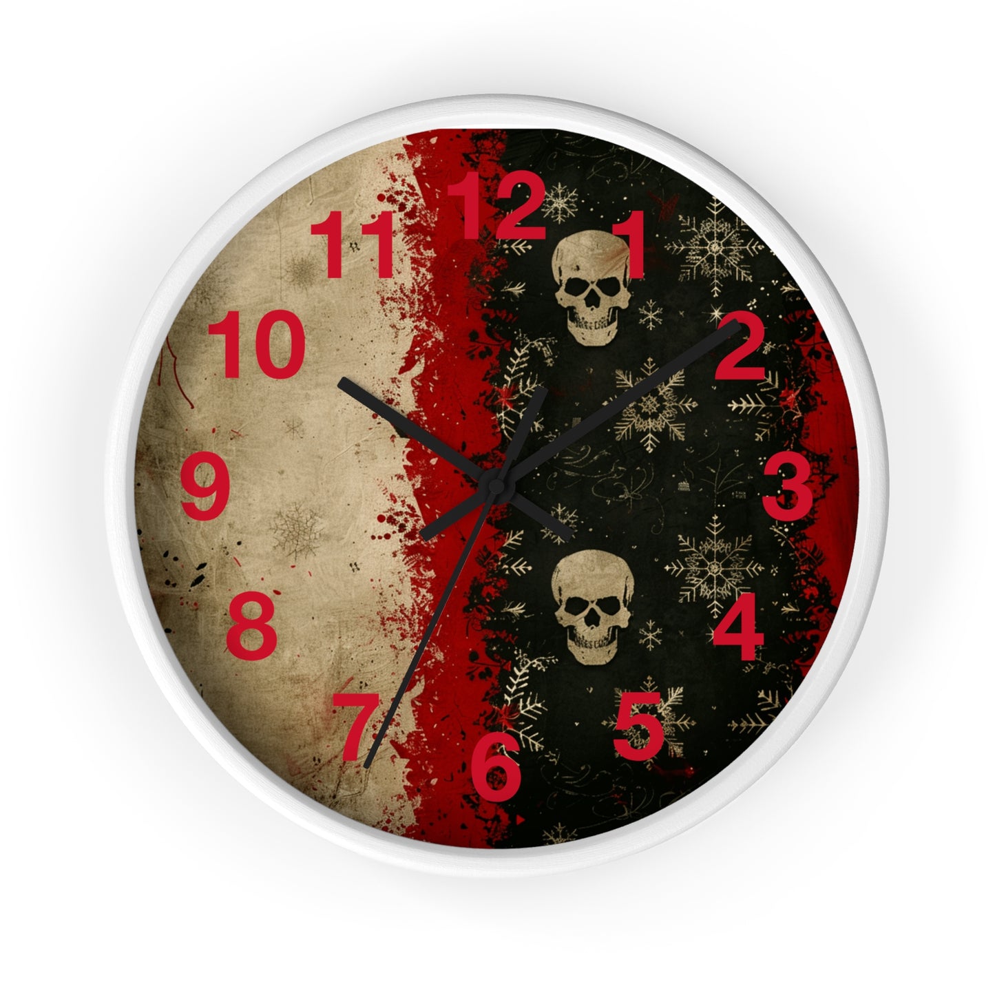 Elegant Lace Skull Wall Clock | Black & Red Gothic Decor | Battery Operated | Unique Spooky Aesthetic | Perfect Gift for Gothic Lovers