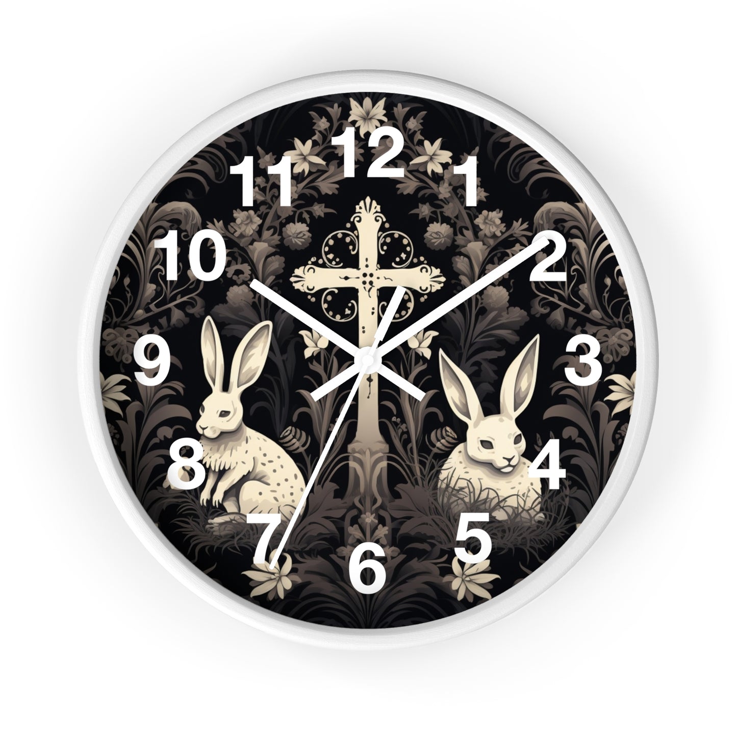 Dark Bunny Cross Gothic House Wall Clock | Haunted Home Decor | Gothic & Eerie Vibes | Battery Operated | Unique Halloween Gift