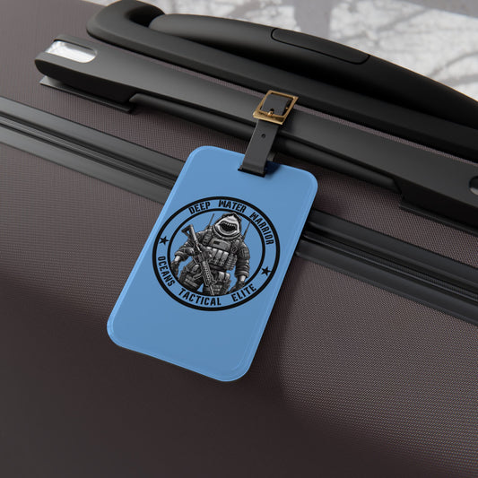 Deep Water Warrior Luggage Tag | Tactical Shark Baggage ID | Ocean Elite Military-Inspired Travel Accessory Patriotic Humor Gift Shark Gift