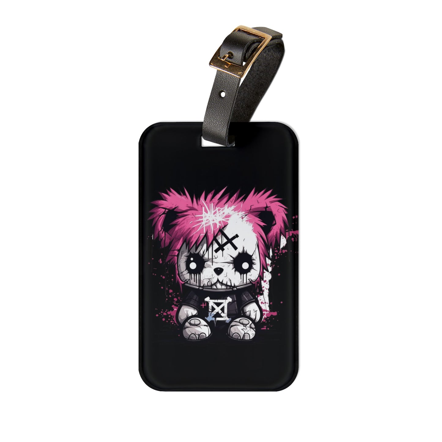 Emo Pink Hair Punk Scene Bear Luggage Tag Edgy Alternative Travel Accessory Goth Bear Baggage ID Perfect Punk Fashion Enthusiasts Elder Emos