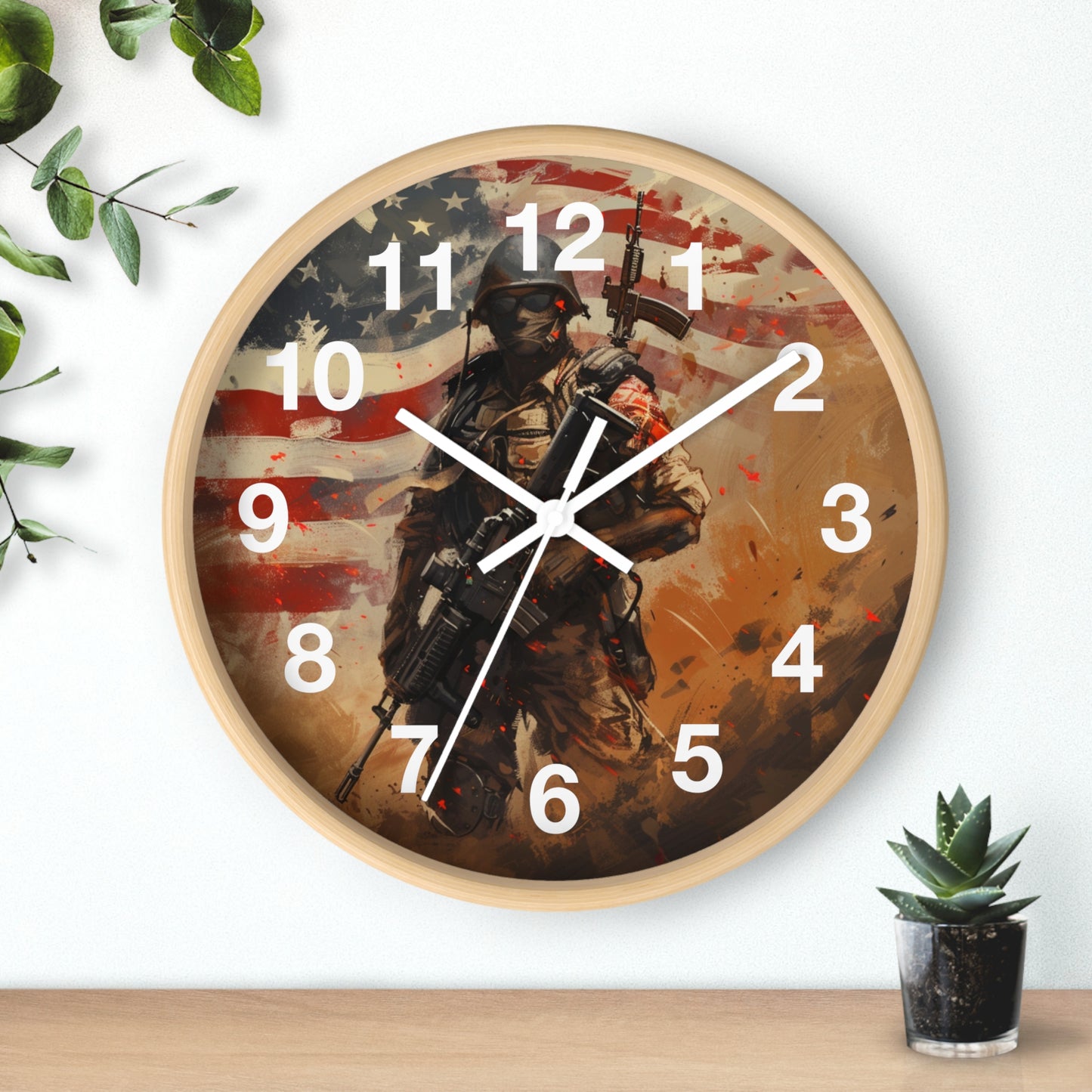 War-Ready Tactical Soldier Wall Clock | Rugged Military Tribute Art | Battery Operated | Bold USA Decor | Perfect Gift Warriors and Patriots