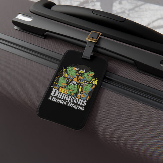 Dungeons and Bearded Dragons Luggage Tag | Funny Reptile Lover Baggage ID Nerdy Parody Travel Accessory Fantasy Roleplaying Gift Dragon Fans