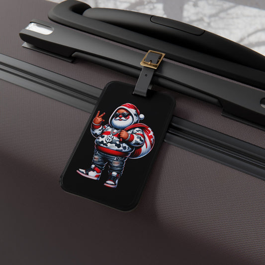 Santa Claus Christmas Gangster Luggage Tag | Urban Style Travel Baggage ID | Hip Hop Santa Holiday Accessory Christmas Gift Funny Santa