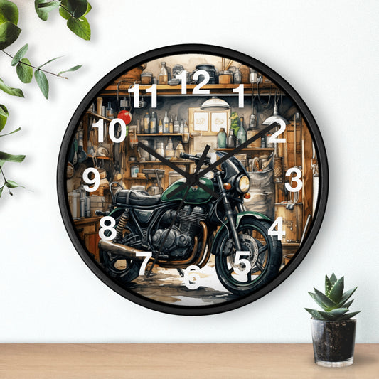 Vintage Style Motorcycle Wall Clock Biker Gift for Dad |Freedom Rider Decor Open Road Art Round Battery Operated Wall Clock Motorcycle Dad