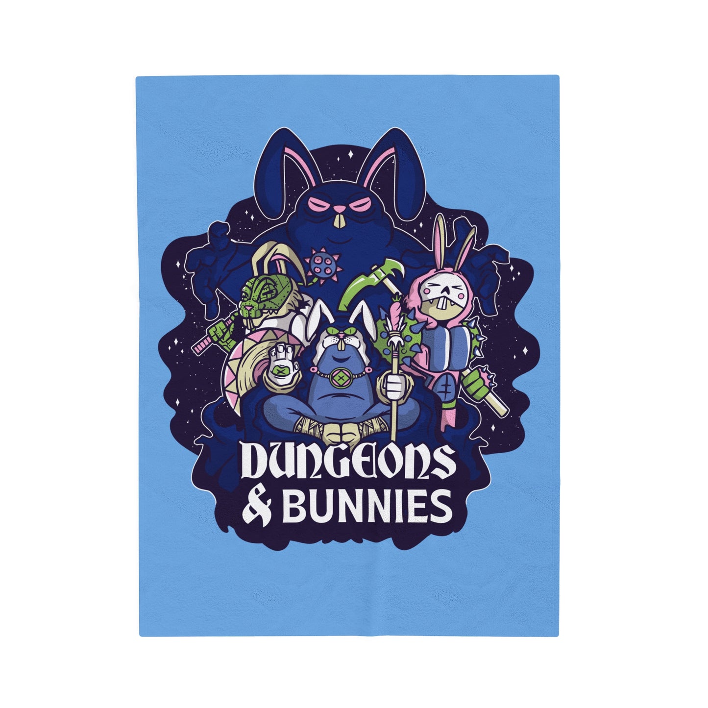 Dungeons and Bunnies Velveteen Plush Throw Blanket | Funny Bunny Lover Gift | Nerdy Parody Blanket | Fantasy Roleplaying Cozy Rabbit Decor