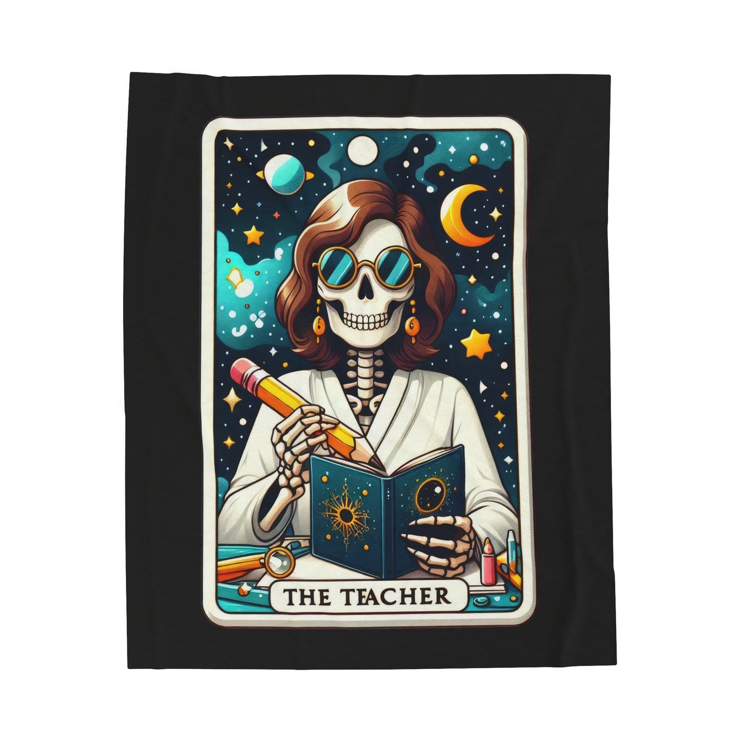 Teacher Tarot Card Velveteen Plush Throw Blanket | Unique Gift for Teachers | Tarot-Inspired Cozy Blanket | Warm Thoughtful Classroom Decor