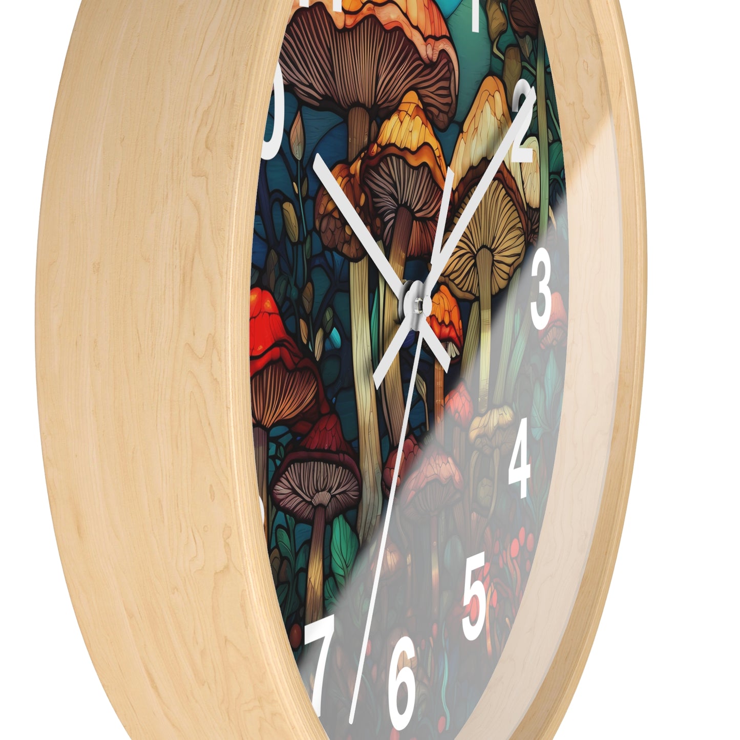 Stained Glass Mushroom Wall Clock | Psychedelic Rave Shroom Decor | Trippy Stain Glass Design | Battery Operated | Unique Garden Gift