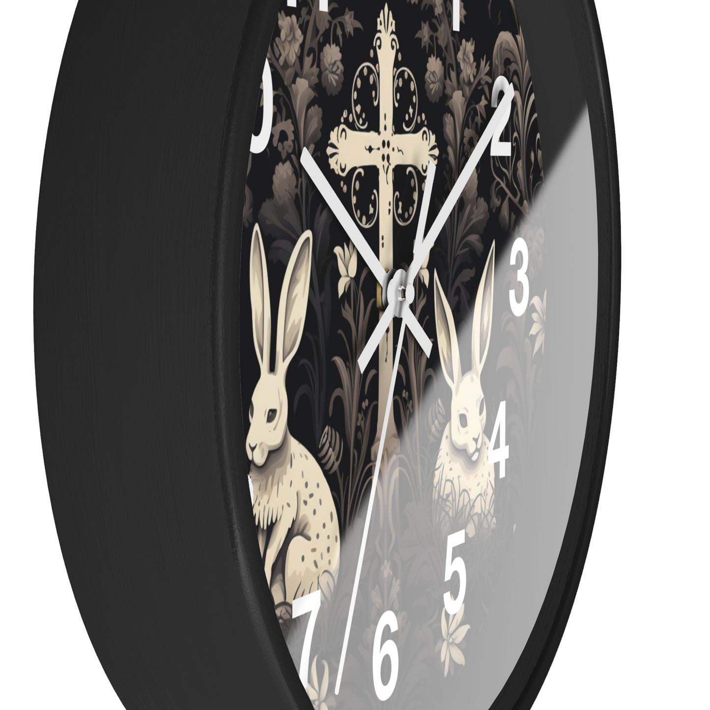 Dark Bunny Cross Gothic House Wall Clock | Haunted Home Decor | Gothic & Eerie Vibes | Battery Operated | Unique Halloween Gift