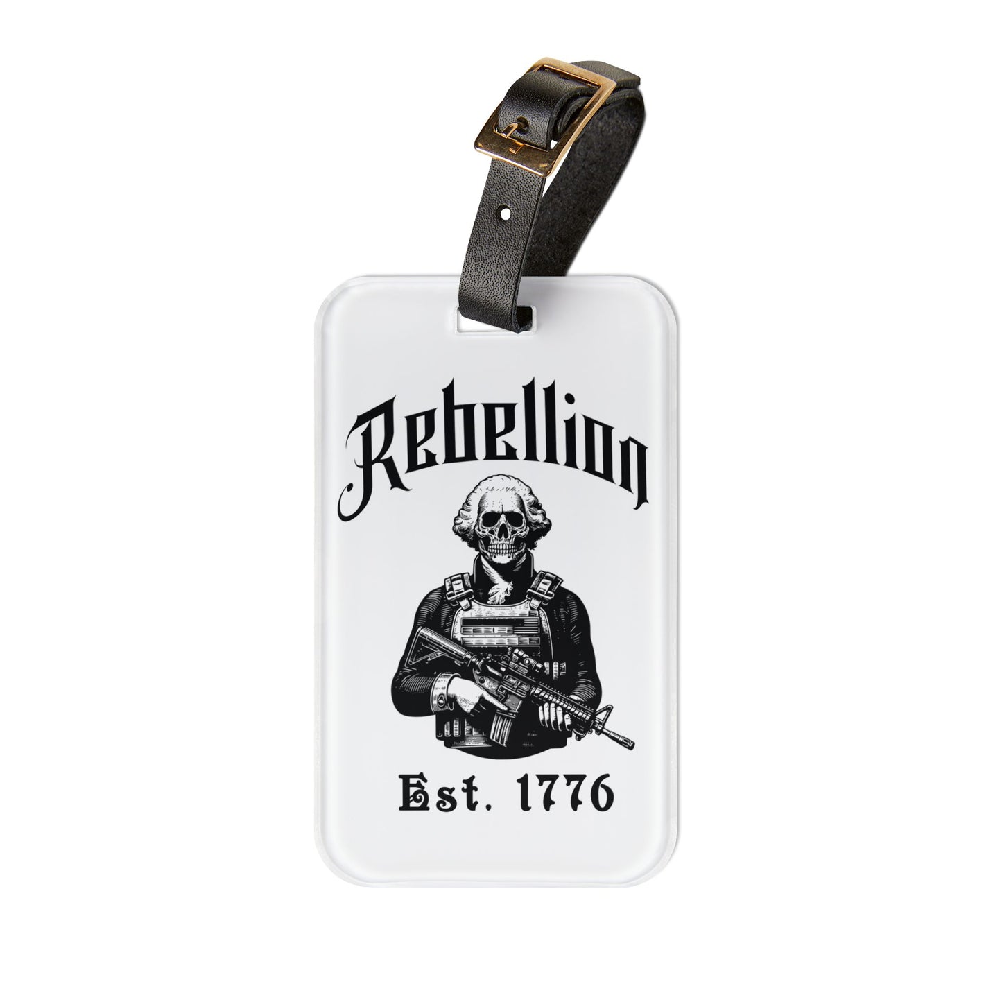 Rebellious Skeleton Founding Father Luggage Tag Patriotic USA Baggage ID Dark Aesthetic Founding Father Travel Accessory American Pride Gift