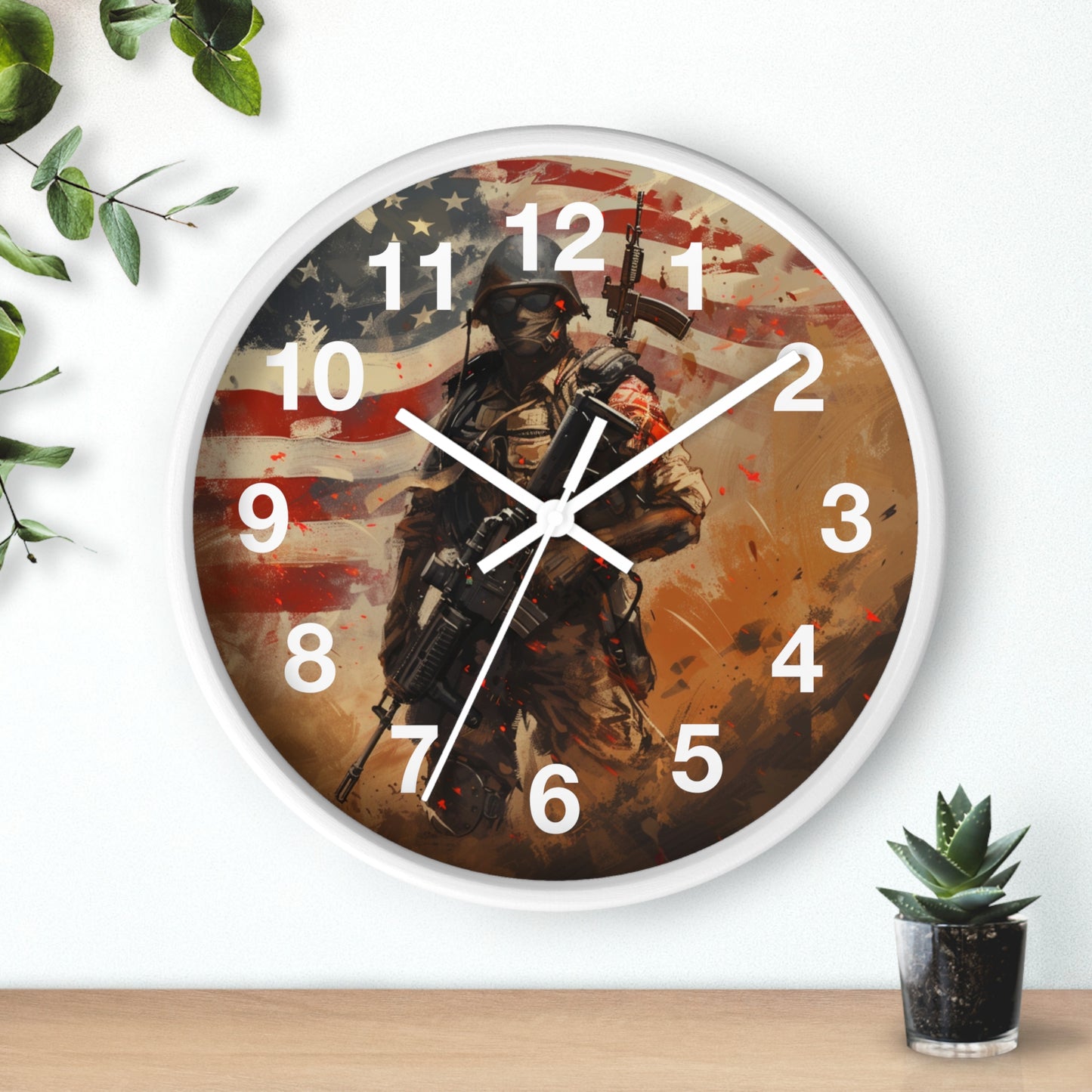 War-Ready Tactical Soldier Wall Clock | Rugged Military Tribute Art | Battery Operated | Bold USA Decor | Perfect Gift Warriors and Patriots