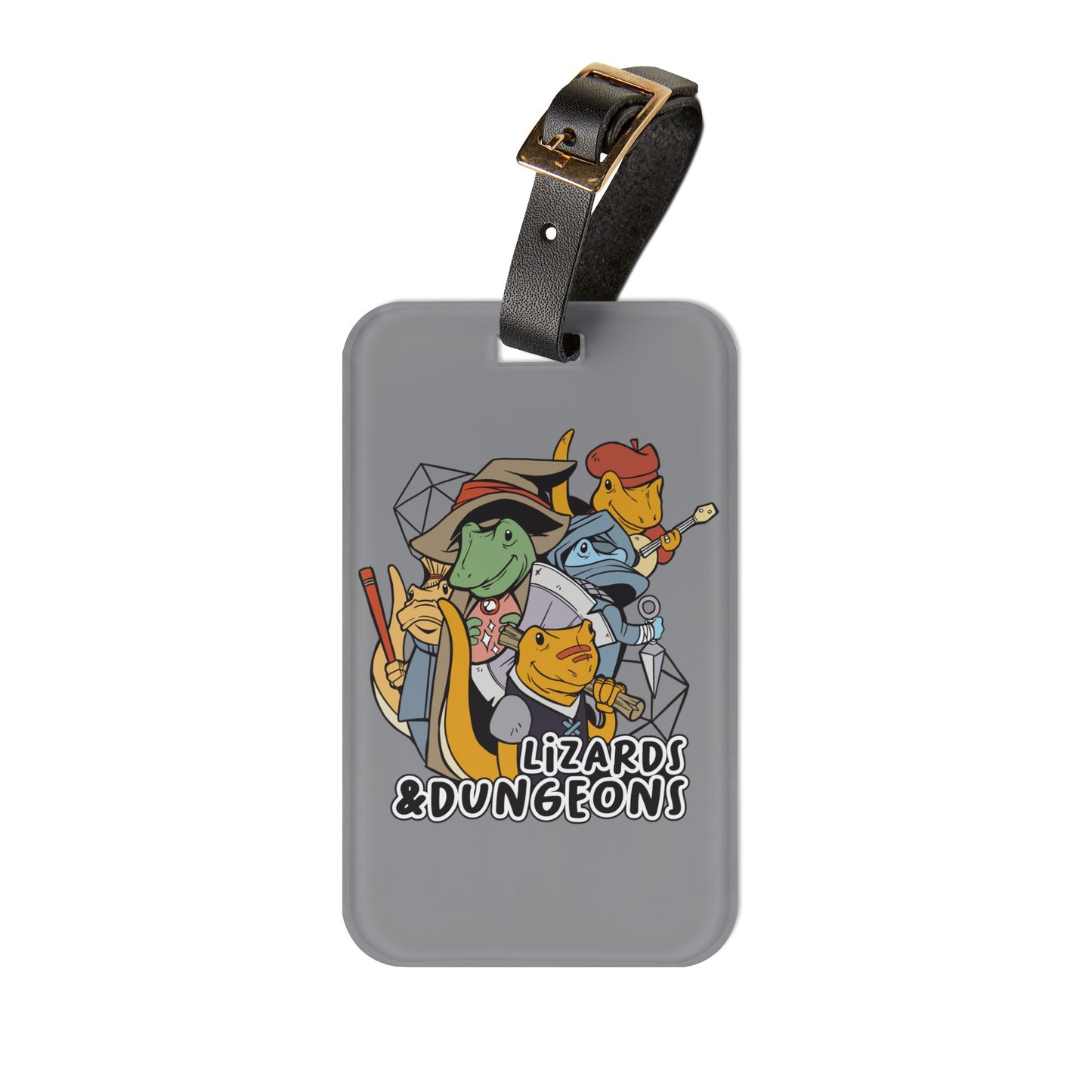 Dungeons and Lizards Luggage Tag | Funny Lizard Lover Baggage ID | Nerdy Parody Travel Accessory | Fantasy Roleplaying Gift for Reptile Fans