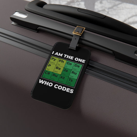 The One Who Codes Luggage Tag Software Developer Travel Accessory Perfect for Coding Puns Full Stack Dev Baggage ID Badge Airline Travel Tag