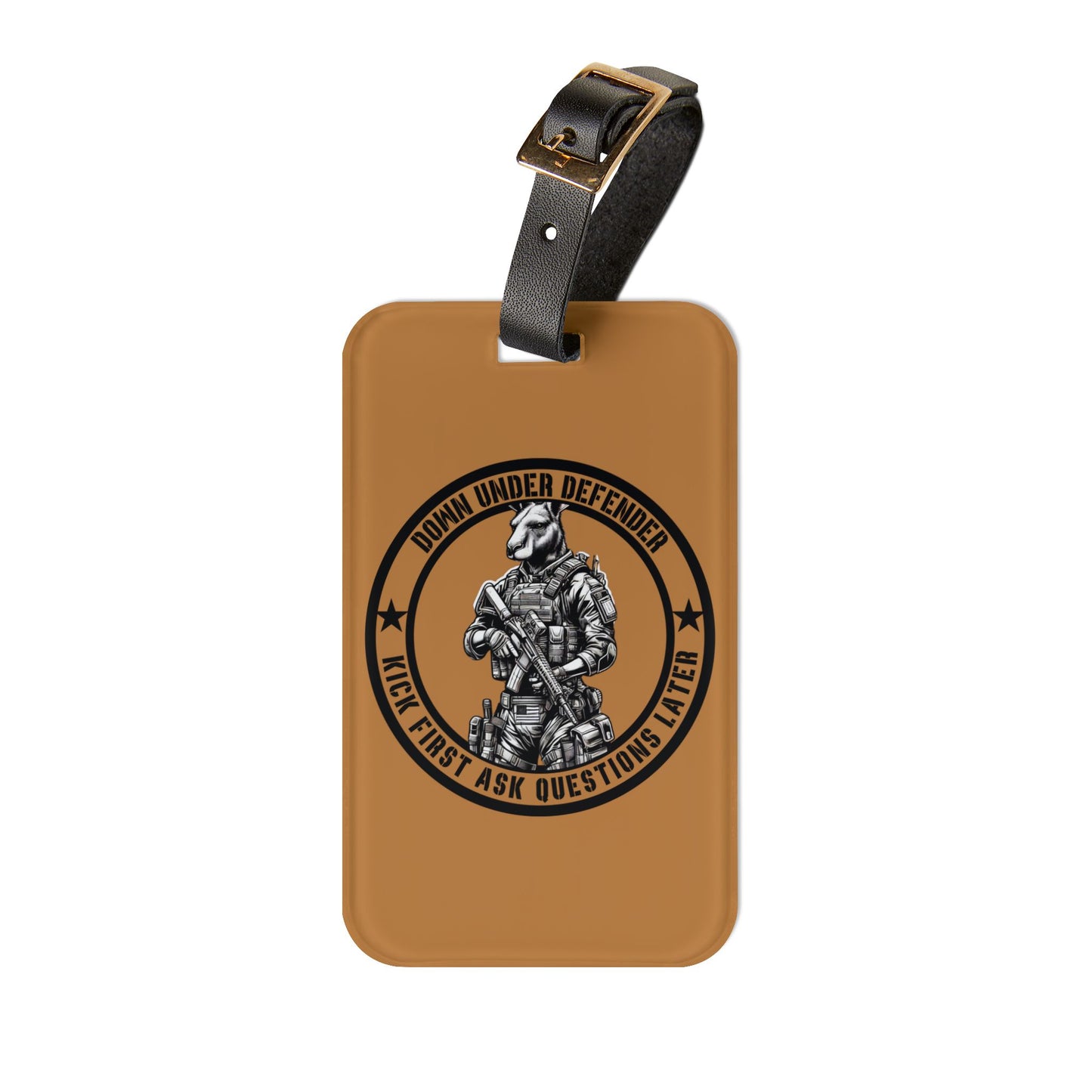 Tactical Kangaroo Luggage Tag Down Under Defender Baggage ID Funny Military-Inspired Patriotic Gift Kangaroo Lover Kick First Question Later