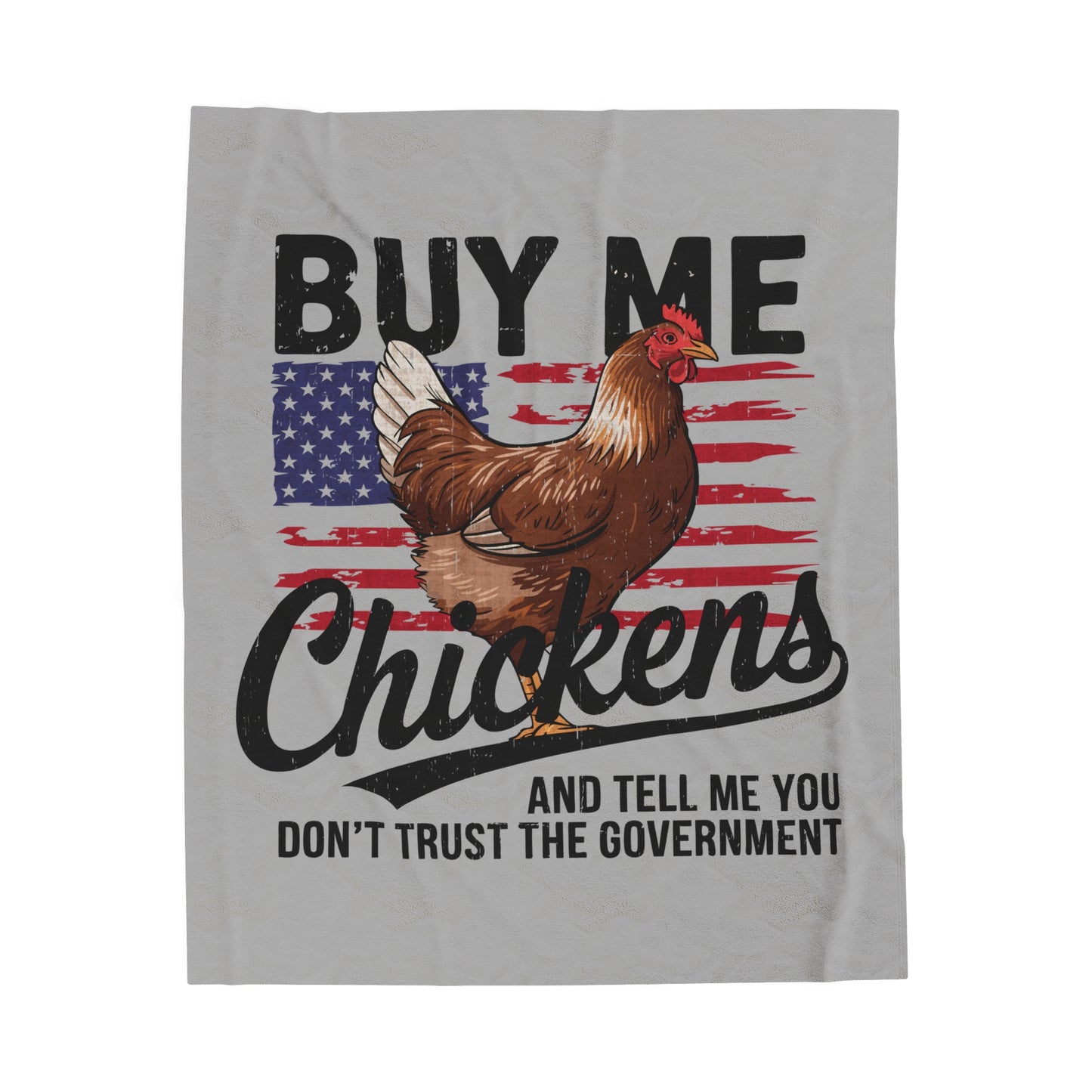 Buy Me Chickens Velveteen Plush Throw Blanket | Funny Chicken Conspiracy Cozy Blanket Homesteader Jokes Chicken Lover Gift Chicken Decor